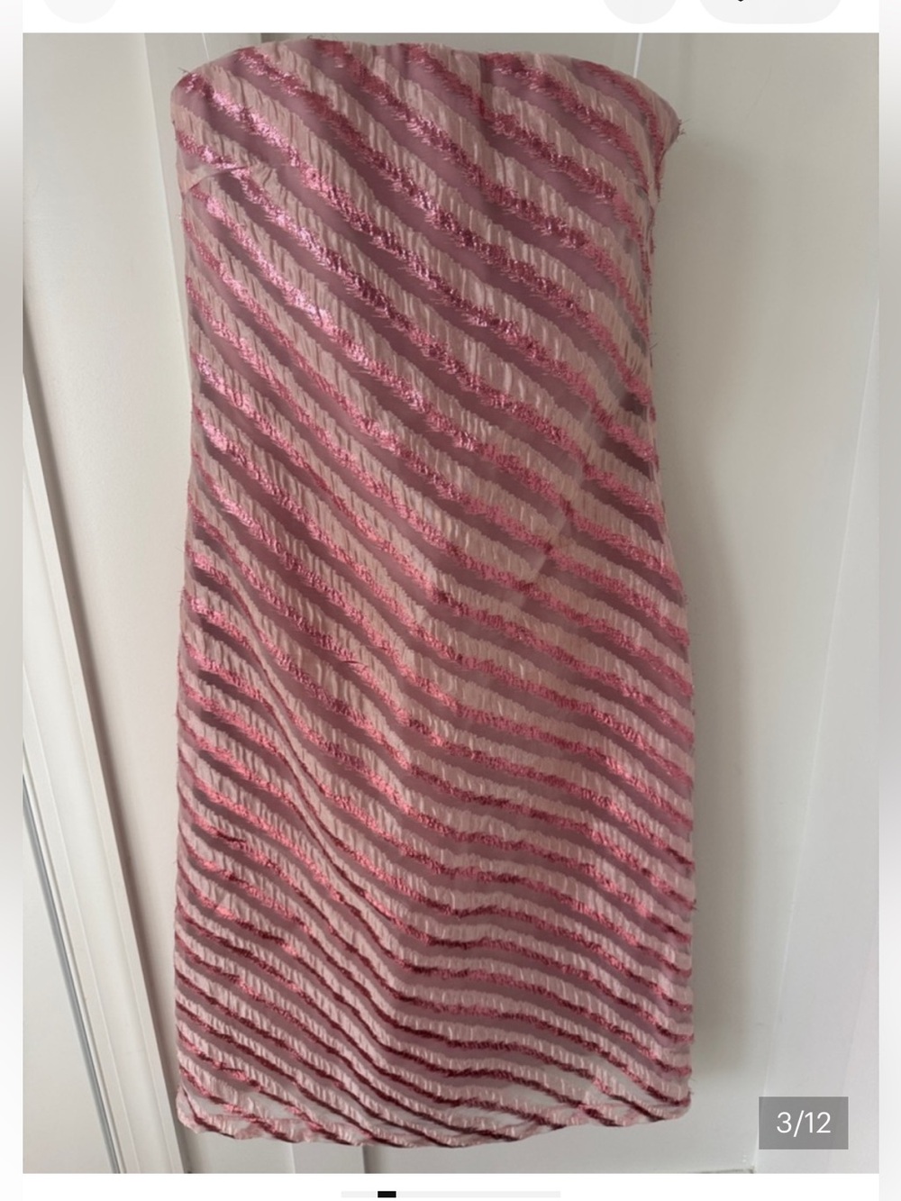NWT TUCKERNUCK HYACINTH HOUSE SOFT STRIPES MILA STRAPLESS MIDI DRESS sm shimmer - Picture 3 of 3